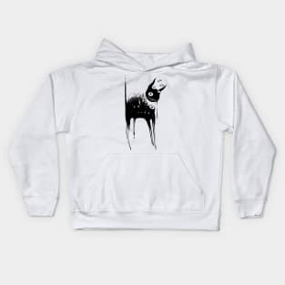 Black Cat Monster With Creepy Grin Kids Hoodie